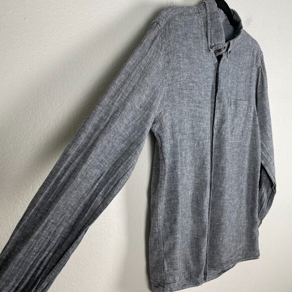 Jhane Barnes JB Workshop Mens 15.5 Gray Linen Cotton Button Down Shirt - Picture 5 of 9